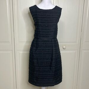 Cynthia Rowley Women's Sheath Dress Sparkles Sleeveless Black Striped Size 12